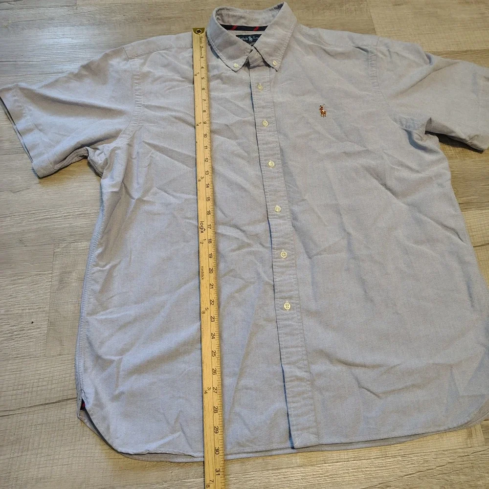 Polo Ralph Lauren XL Classic Fit Oxford Shirt Short Sleeve Blue Pony chambray